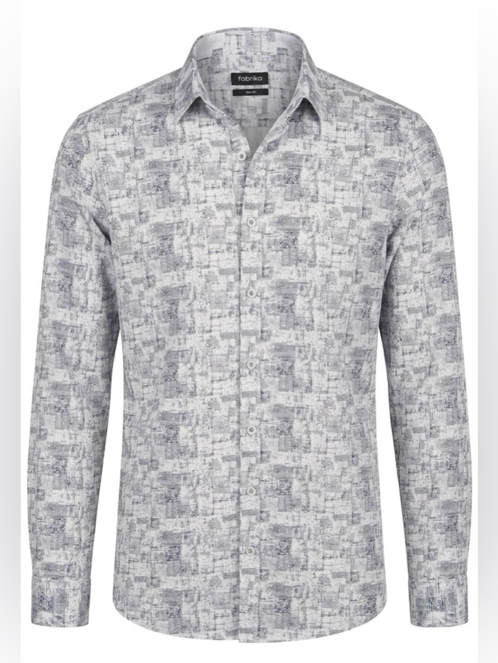 Blue Patterned Long-Sleeve casual Button-Down Shirt